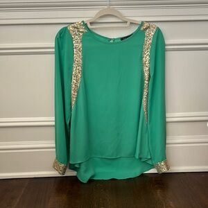 Green Sequin-Embellished Women's Top